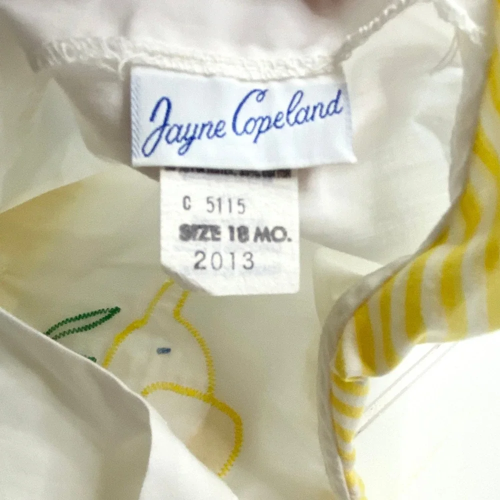 Vintage Jayne Copeland Elephant Romper, Yellow Stripe Jon Jon, 18 Months‎
